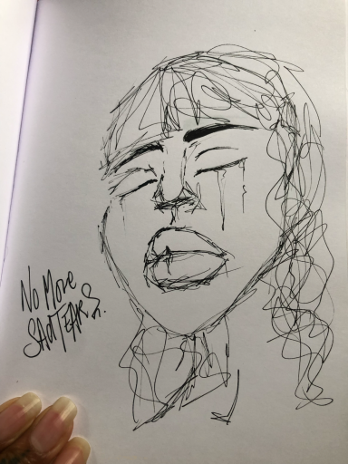No more sad tears. Created with Procreate, Fine line paper art